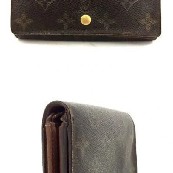 Louis Vuitton Brown Monogram Wallet with Gold Button - Picture 2 of 2